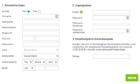 Der Registrierungsbildschirm von bet-at-home