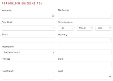 Das Formular zur Registrierung bei BetRebels