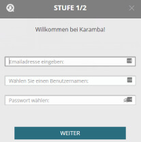 Das Formular zur Registrierung bei Karamba